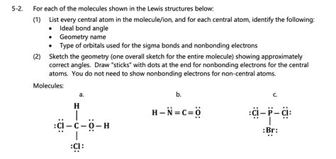 Solved 2 For Each Of The Molecules Shown In The Lewis