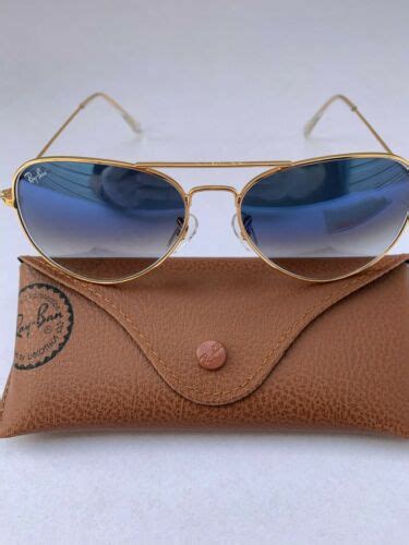 Ray Ban Aviator Sunglasses 0013f Rb3025 58 14mm Gold Frame And Blue