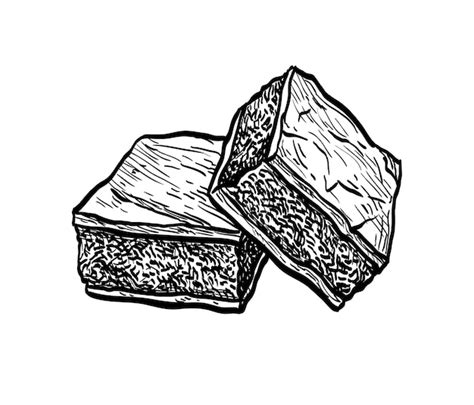 Premium Vector Chocolate Brownie Ink Sketch Isolated On White