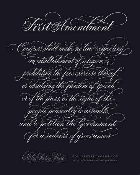 Flourished Calligraphy First Amendment To The Constitution Of The