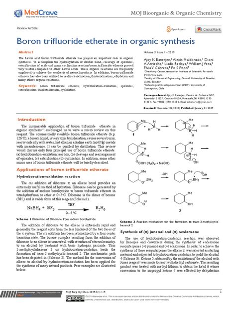 Boron Trifluoride Etherate In Organic Synthesis Pdf Ester Chemistry