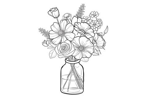 Flower Arrangement Coloring Page Graphic By Forhadx5 · Creative Fabrica