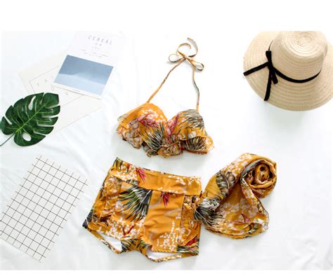 Couple Swimwear Three Piece Bikini Sexy High Waist Tight Fitting Swimsuit Beach Spa Swimming
