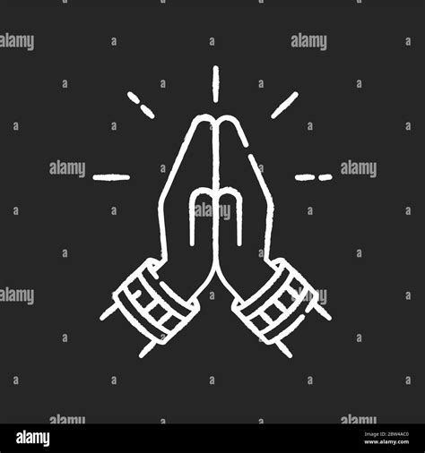 Namaste Chalk White Icon On Black Background Stock Vector Image Art