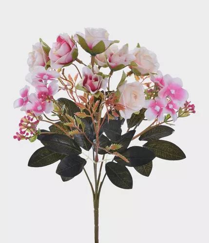 Buqu Artificial Misto Rosa E Hortensia X Rosa Mercadolivre