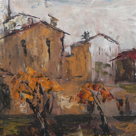 Abstract Style Village Scene Oil Painting | EBTH