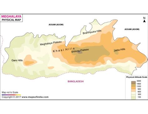 Buy Meghalaya Physical Map Online