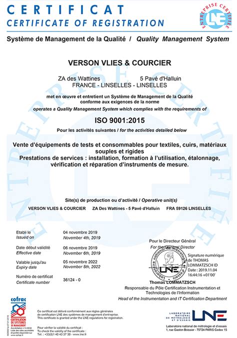 V V C Est Certifié Iso 90012015 Verson Vlies Courcier