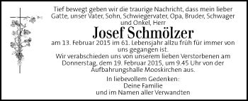 Traueranzeigen von Josef Schmölzer trauer kleinezeitung at