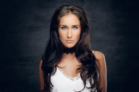 Premium Photo Studio Portrait Of Sensual Brunette Female In A White Bra