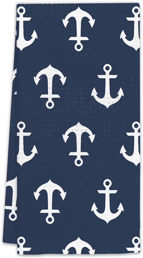 Fiicy Navy Blue Nautical Kitchen Towels Nautical Anchor