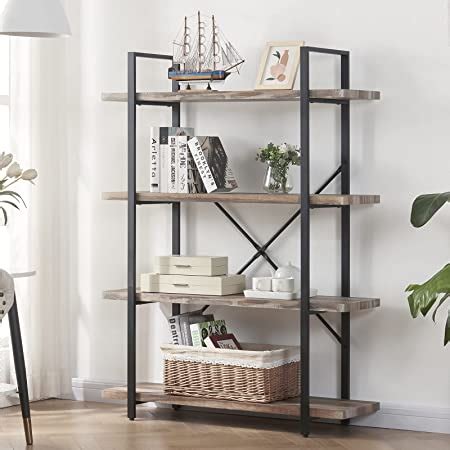 Amazon Hsh Shelf Vintage Industrial Bookshelf Rustic Gray Wood