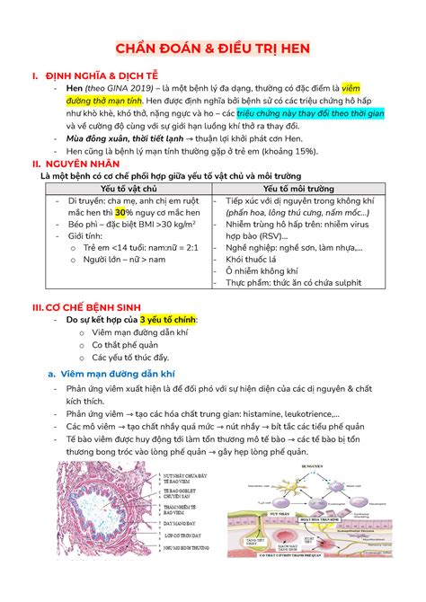 ChẨn ĐoÁn VÀ ĐiỀu TrỊ Hen ChẨn ĐoÁn And ĐiỀu TrỊ Hen I ĐỊnh NghĨa