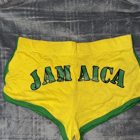 Womens Yellow And Green Shorts Depop