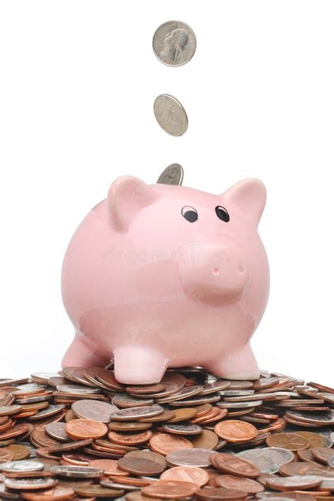 Adding Money To A Pig Bank Stock Photo Image Of Investing