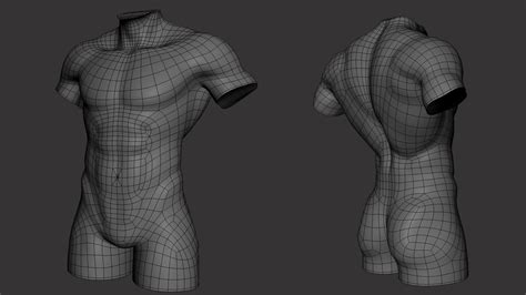 Artstation Male Torso Topology Uv Map Resources