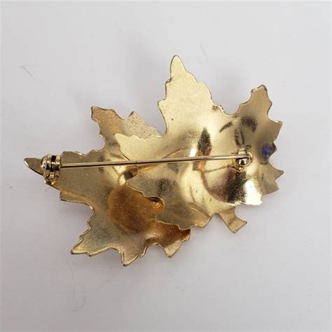 Vintage Brooch Leaf Theme With Faux Pearls Retro Coll Gem