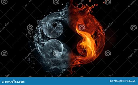 Fire Versus Water As Yin And Yang Hot Vs Cold Stock Illustration Illustration Of Cold