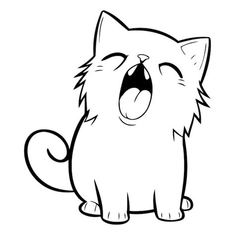 Premium Vector Illustration Of A Cute White Cat Cartoon Character On White Background