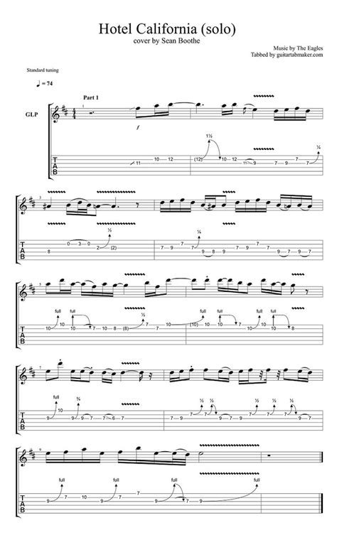 The Eagles Hotel California Guitar Solo TAB Guitar Pro TAB PDF