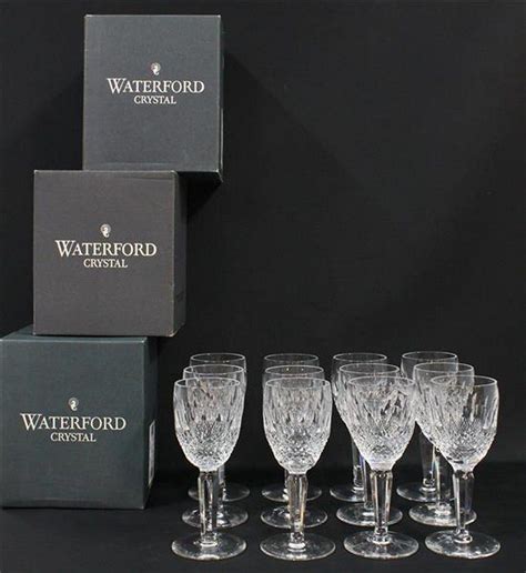 Waterford Crystal Colleen White Wine Glasses 12 In Box British 20th Century Glass