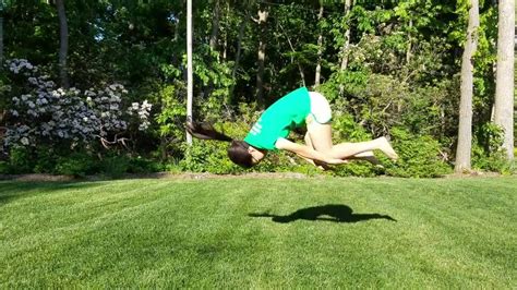 Front Flip Progression From Trampoline To Grass Youtube