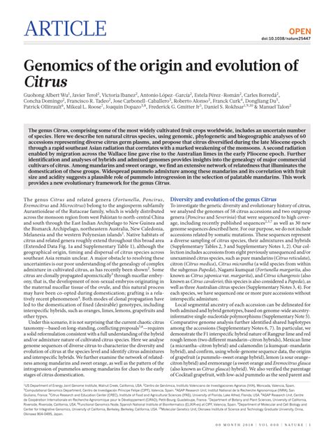 (PDF) Genomics of the origin and evolution of Citrus