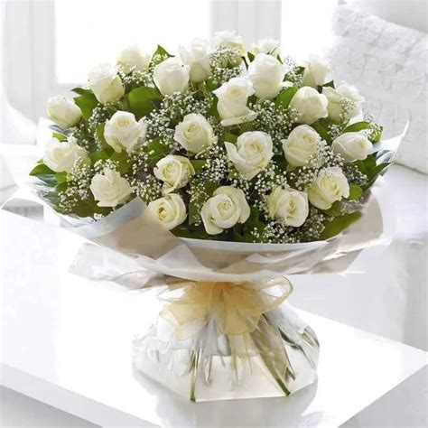 White Roses Flower Bouquet - Theflowers.pk