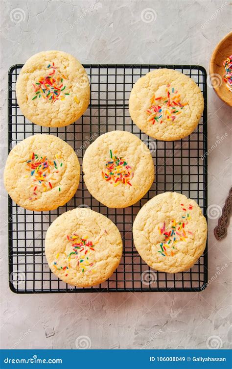 Cookies Redondas Do Estilo Americano Confetes Biscoito Amanteigado