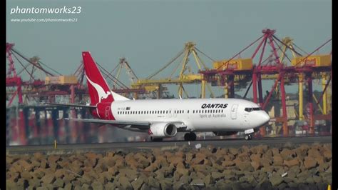 Qantas 737 400 Landing And Take Off 34l Sydney Airport Youtube