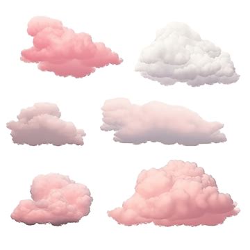 Realistic Cloud Collection White And Pink Cloud For Sunset Landscape