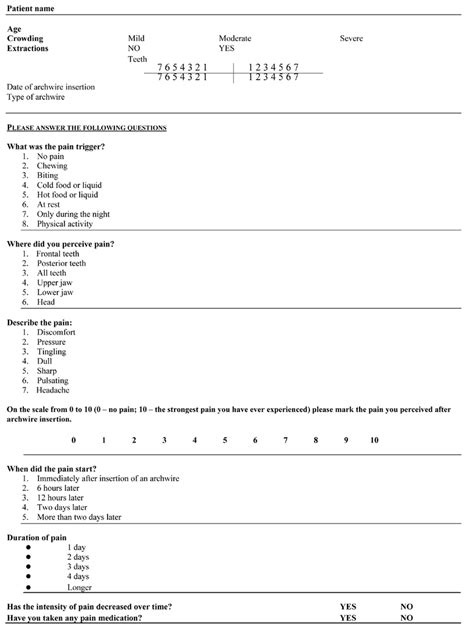 Modified McGill Pain Questionnaire MPQ With Visual Analogue Scale