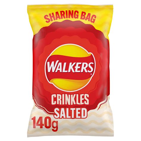 Walkers Crinkles Simply Salted Sharing Bag Crisps 140g Sharing Crisps