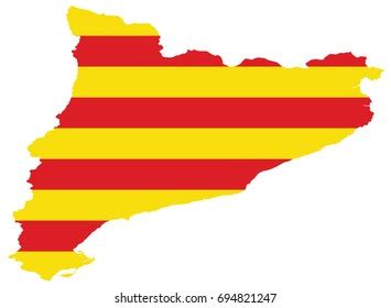 Catalonia Flag On Map On Transparent Stock Vector Royalty Free