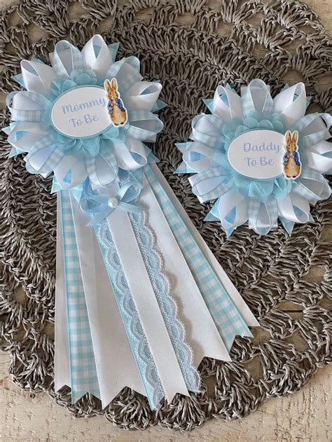 Peter Rabbit Baby Shower Corsage Set Blue Peter Rabbit Inspired Baby