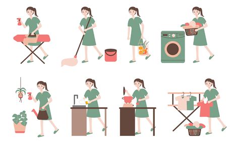 Housewife Cartoon Character Collection Illustration 8773875 Vector Art