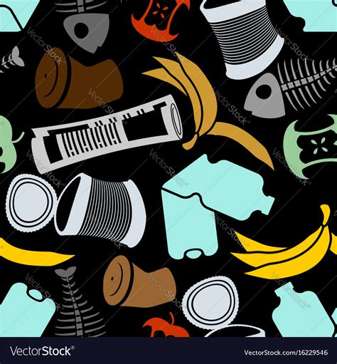 Rubbish Seamless Pattern Garbage Texture Trash Vector Image