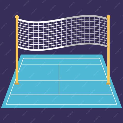 Premium Vector Badminton Court In Blue Badminton Championship Colored