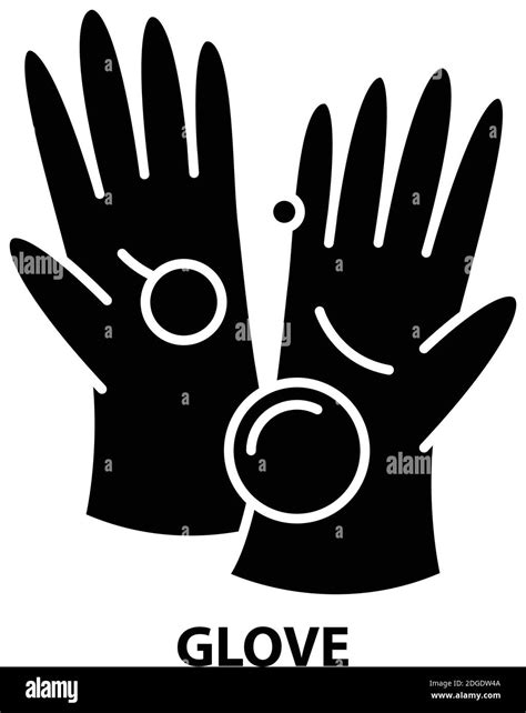 Glove Symbol Icon Black Vector Sign With Editable Strokes Concept Illustration Stock Vector