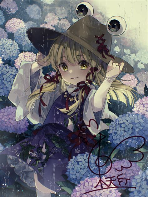 Toutenkou Moriya Suwako Touhou Girl Blonde Hair Brown Hat Closed Mouth Flower Hair