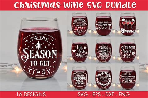 Christmas Wine Glass Svg Bundle Png Bundle Christmas Wine Etsy