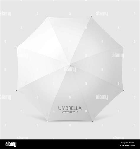 Vector 3d Realistic Render White Blank Umbrella Icon Closeup Isolated