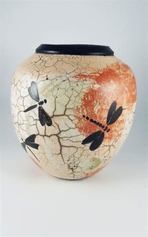 Etched Naked Raku Kiln Glow Pottery