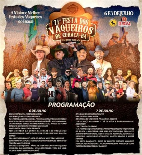 Confira Programa O Da Edi O Da Festa Dos Vaqueiros De Cura Que