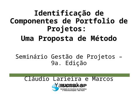 Ppt Identifica O De Componentes De Portfolio De Projetos Uma