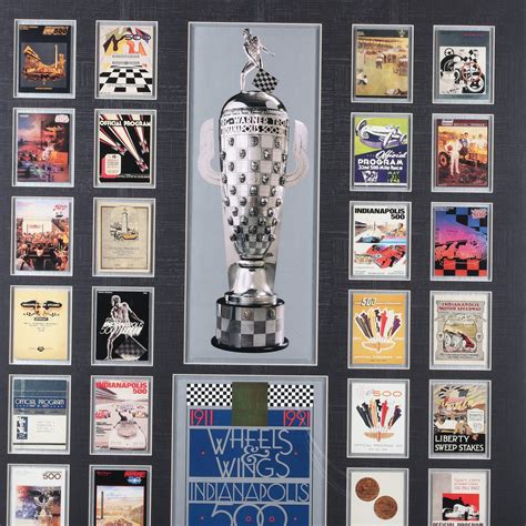 Lot Framed 75th Anniversary Indy 500 Poster With Mini Program Covers