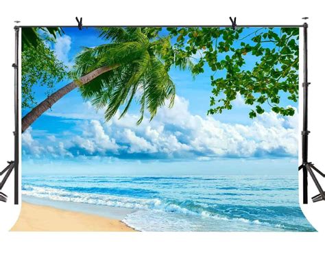 ABPHOTO Polyester 7x5ft Natural Scenery Backdrop Blue Sea Water Green