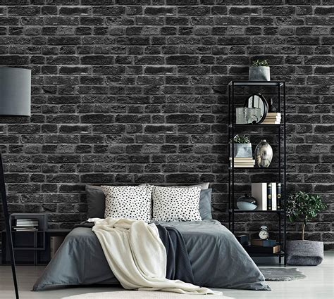 Download Black Brick Wall In Bedroom Wallpaper