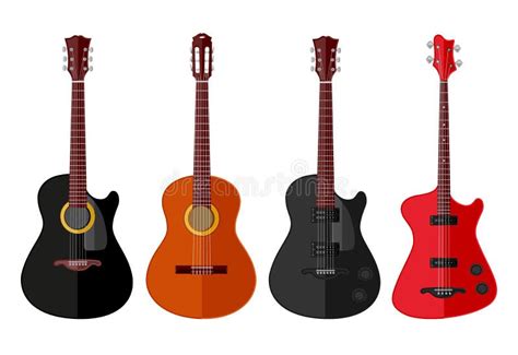 Sistema De Guitarras Aisladas Del Vintage Diseño Plano Ilustración del