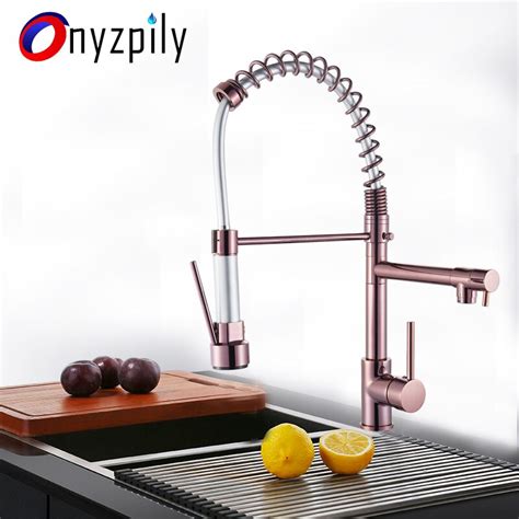 Chrome Spring Kitchen Faucet Pull Down Dual Spouts 360 Swivel Handheld